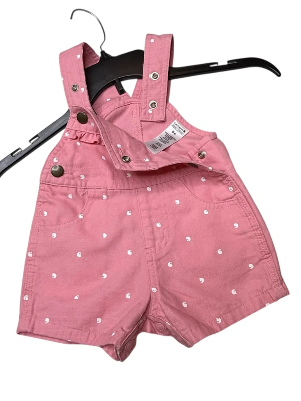 Carhartt Rose Pink White Polka Dots Ruffle Pocket Shortails